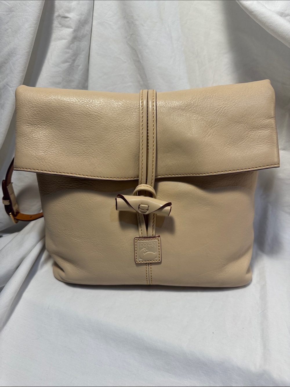 Dooney and Bourke bone Leather Roll-Top Crossbody/Shoulder Bag